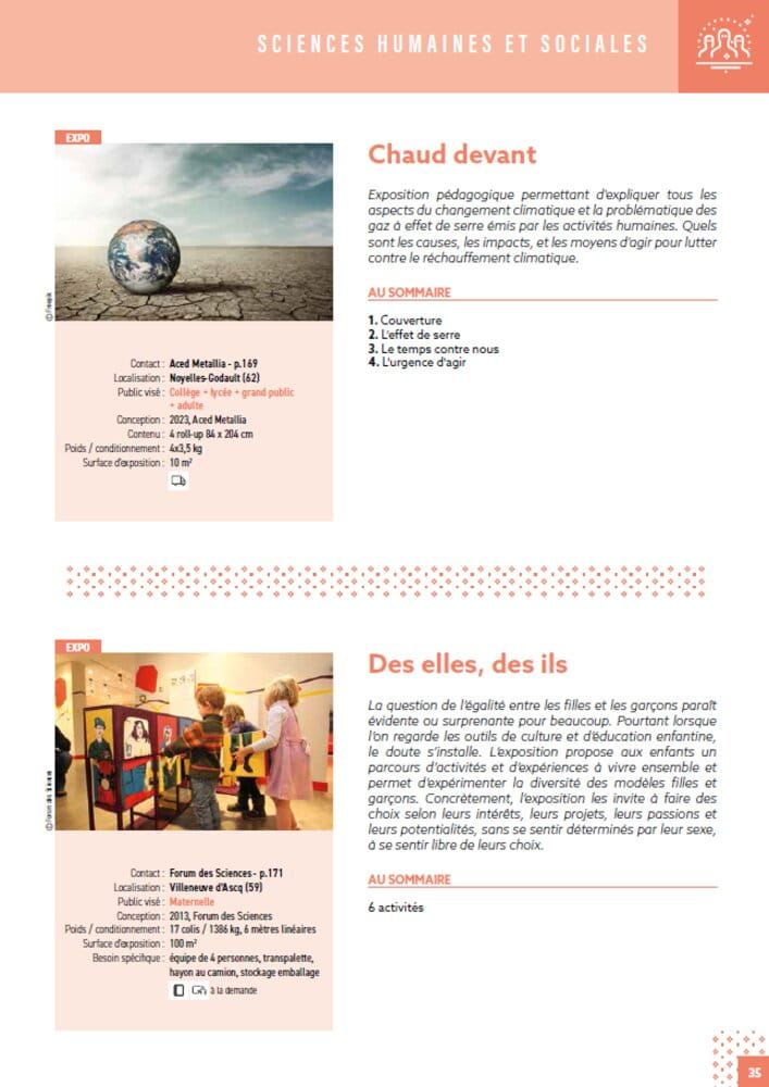 Page du catalogue sur la culture scientifique thème sciences humaines et sociales